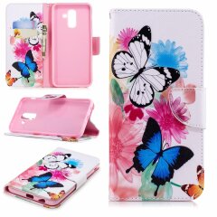 Чехол Deexe Color Wallet для Samsung Galaxy A6+ 2018 (A605) - Butterfly in Flowers