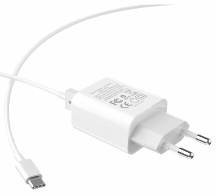 Сетевое зарядное устройство HOCO C62A + кабель Type-C (2 USB, 2.1A) - White