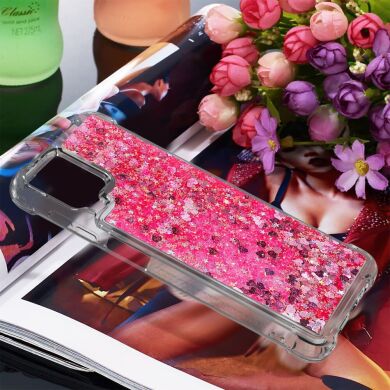 Силиконовый (TPU) чехол Deexe Liquid Glitter для Samsung Galaxy A12 (A125) / A12 Nacho (A127) / M12 (M127) - Rose