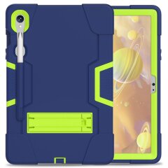 Защитный чехол Deexe Color Kickstand для Samsung Galaxy Tab S9 / S9 FE (X710/716/510) - Navy Blue / Yellow Green