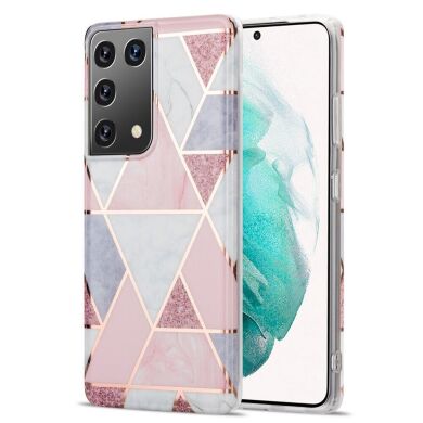 Защитный чехол Deexe Marble Pattern для Samsung Galaxy S21 Ultra - Pink