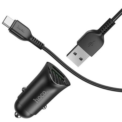 Автомобильное зарядное устройство Hoco Z39 QC3.0 (18W, 2USB) + кабель Type-C - Black