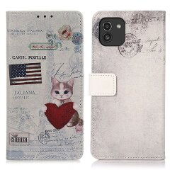 Чохол Deexe Life Style Wallet для Samsung Galaxy A03 (A035) - Cat and Heart