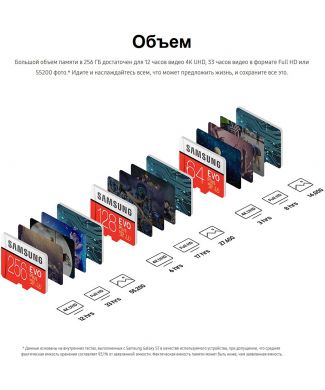Карта памяти MicroSD Samsung 256GB 10 class EVO PLUS UHS-I + адаптер (MB-MC256HA/RU)
