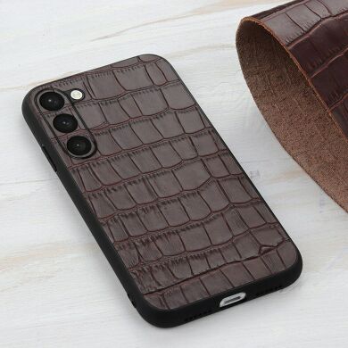 Кожаный чехол UniCase Croco Skin для Samsung Galaxy S23 Plus - Brown