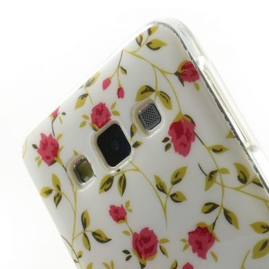 Силиконовая накладка Deexe Pretty Flowers для Samsung Galaxy A3 (A300) - White