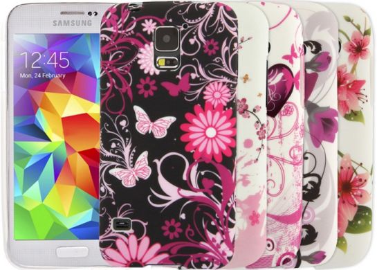 Силиконовая накладка Deexe Flower Pattern для Samsung S5 mini (G800) - Rose Pattern