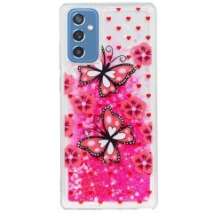 Силіконовий (TPU) чохол Deexe Fashion Glitter для Samsung Galaxy M52 (M526) - Pink Butterflies