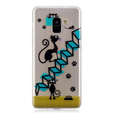Силиконовый (TPU) чехол Deexe Pretty Glossy для Samsung Galaxy A8+ (A730) - Cats and Ladder