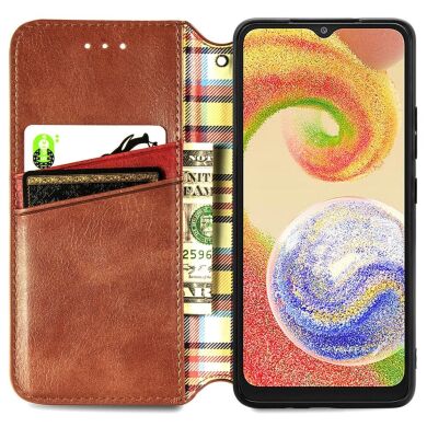 Чехол Deexe Rhombus Wallet для Samsung Galaxy A04 (A045) - Brown