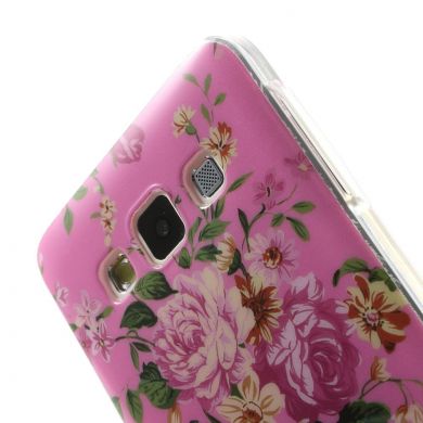 Силиконовая накладка Deexe Pretty Flowers для Samsung Galaxy A3 (A300) - Crimson