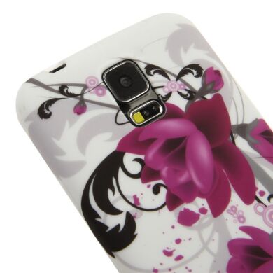 Силиконовая накладка Deexe Flower Pattern для Samsung S5 mini (G800) - Purple Flower