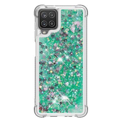 Силиконовый (TPU) чехол Deexe Liquid Glitter для Samsung Galaxy A12 (A125) / A12 Nacho (A127) / M12 (M127) - Green