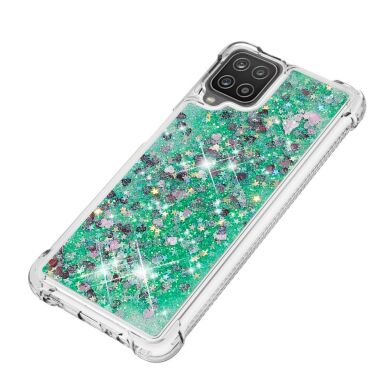 Силиконовый (TPU) чехол Deexe Liquid Glitter для Samsung Galaxy A12 (A125) / A12 Nacho (A127) / M12 (M127) - Green