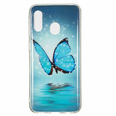 Силиконовый (TPU) чехол Deexe LumiCase для Samsung Galaxy A20e - Blue Butterflies