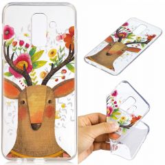 Силиконовый (TPU) чехол Deexe Pretty Glossy для Samsung Galaxy A6+ 2018 (A605) - Flowered Elk