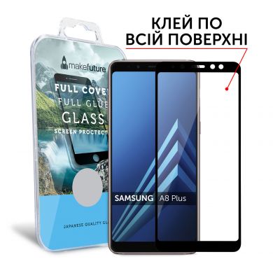 Защитное стекло MakeFuture FullGlue Cover для Samsung Galaxy A8+ (A730) - Black
