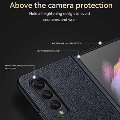 Защитный чехол SULADA Leather Case (FF) для Samsung Galaxy Fold 3 - Blue