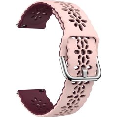 Ремінець Deexe Hollow Blossom для годинників з шириною кріплення 20 мм - Pink / Wine Red