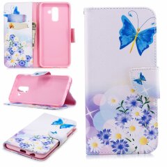 Чехол Deexe Color Wallet для Samsung Galaxy A6+ 2018 (A605) - Butterfly in Flowers B
