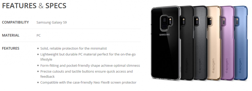 Пластиковый чехол SGP Thin Fit для Samsung Galaxy S9 (G960) - Black