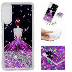 Силиконовый (TPU) чехол Deexe Liquid Glitter для Samsung Galaxy A70 (A705) - Girl's Back