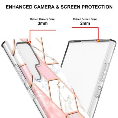 Защитный чехол Deexe Marble Pattern для Samsung Galaxy S22 Ultra - White / Pink