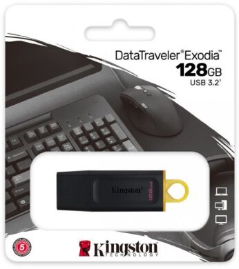 Флеш-память Kingston DT Exodia 128GB USB 3.2 (DTX/128GB) - Black / Yellow