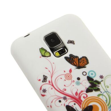 Силиконовая накладка Deexe Flower Pattern для Samsung S5 mini (G800) - Butterfly Pattern