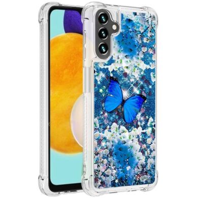 Силиконовый (TPU) чехол Deexe Fashion Glitter для Samsung Galaxy A13 5G (A136) / A04s (A047) - Blue Butterfly