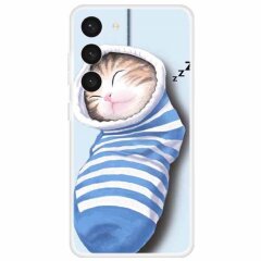 Силиконовый (TPU) чехол Deexe Life Style для Samsung Galaxy S23 (S911) - Socks and Cat