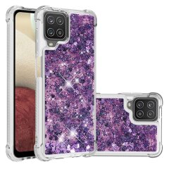 Силіконовий (TPU) чохол Deexe Liquid Glitter для Samsung Galaxy A12 (A125) / A12 Nacho (A127) / M12 (M127) - Purple