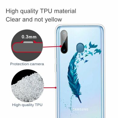 Силиконовый (TPU) чехол Deexe Pretty Glossy для Samsung Galaxy A11 (A115) / Galaxy M11 (M115) - Blue Feather