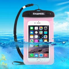 Влагозащитный чехол HAWEEL Waterproof Bag для смартфонов (размер: L) - Pink