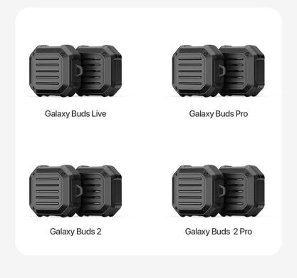 Защитный чехол DUX DUCIS SECB Series для Samsung Galaxy Buds Live / Buds Pro / Buds 2 / Buds 2 Pro / Buds FE - Black