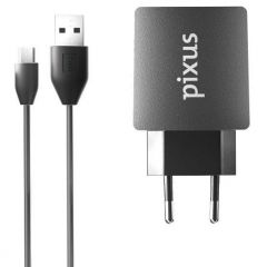 Сетевое зарядное устройство Pixus Charge One (2А) + кабель - Black
