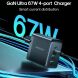Сетевое зарядное устройство JOYROOM TCG02 GaN Ultra Fast Charger Kit (67W) 2A+2C + кабель Type-C to Type-C (1.2m, 100W) - Black. Фото 3 из 12