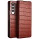 Кожаный чехол QIALINO Croco Case для Samsung Galaxy Fold 4 - Brown. Фото 1 из 5