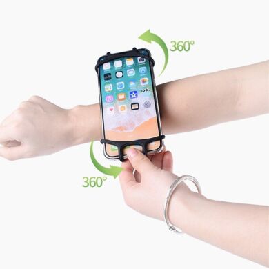 Чехол на руку Deexe Silicone Wristband для смартфонов шириной до 77мм - Black