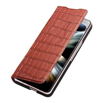 Кожаный чехол QIALINO Croco Case для Samsung Galaxy Fold 4 - Brown