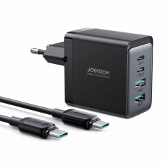 Сетевое зарядное устройство JOYROOM TCG02 GaN Ultra Fast Charger Kit (67W) 2A+2C + кабель Type-C to Type-C (1.2m, 100W) - Black