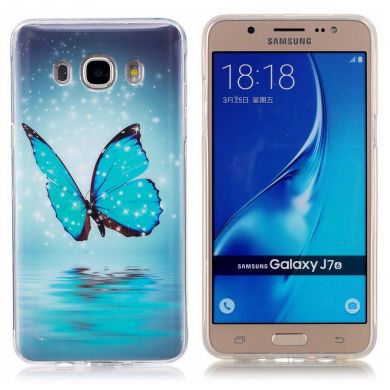 Силиконовый (TPU) чехол Deexe LumiCase для Samsung Galaxy J7 2016 (J710) - Blue Butterfly
