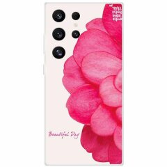 Силиконовый (TPU) чехол Deexe Life Style для Samsung Galaxy S24 Ultra (S928) - Pink Flower