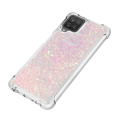 Силиконовый (TPU) чехол Deexe Liquid Glitter для Samsung Galaxy A12 (A125) / A12 Nacho (A127) / M12 (M127) - Pink