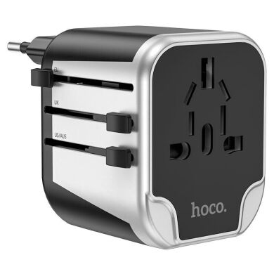 Сетевое зарядное устройство Hoco AC5 Level 2USB+Socket - Black