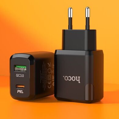 Сетевое зарядное устройство Hoco N5 PD 20W + QC3.0 + кабель Type-C to Lightning - White