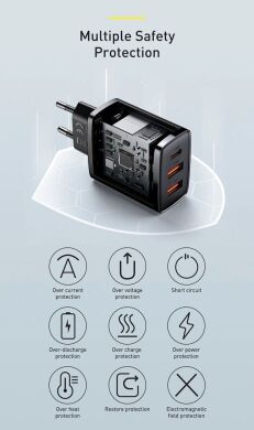 Сетевое зарядное устройство Baseus Compact Quick Charger 2USB + Type-C (30W) CCXJ-E02 - White