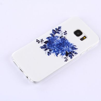 Силиконовая накладка Deexe Life Style для Samsung Galaxy S7 edge (G935) - Blue Flowers