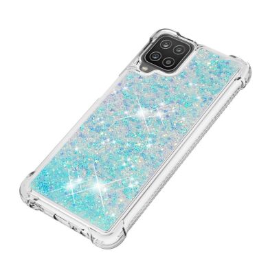 Силиконовый (TPU) чехол Deexe Liquid Glitter для Samsung Galaxy A12 (A125) / A12 Nacho (A127) / M12 (M127) - Baby Blue