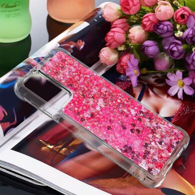 Силиконовый (TPU) чехол Deexe Liquid Glitter для Samsung Galaxy A32 5G (А326) - Pink Hearts